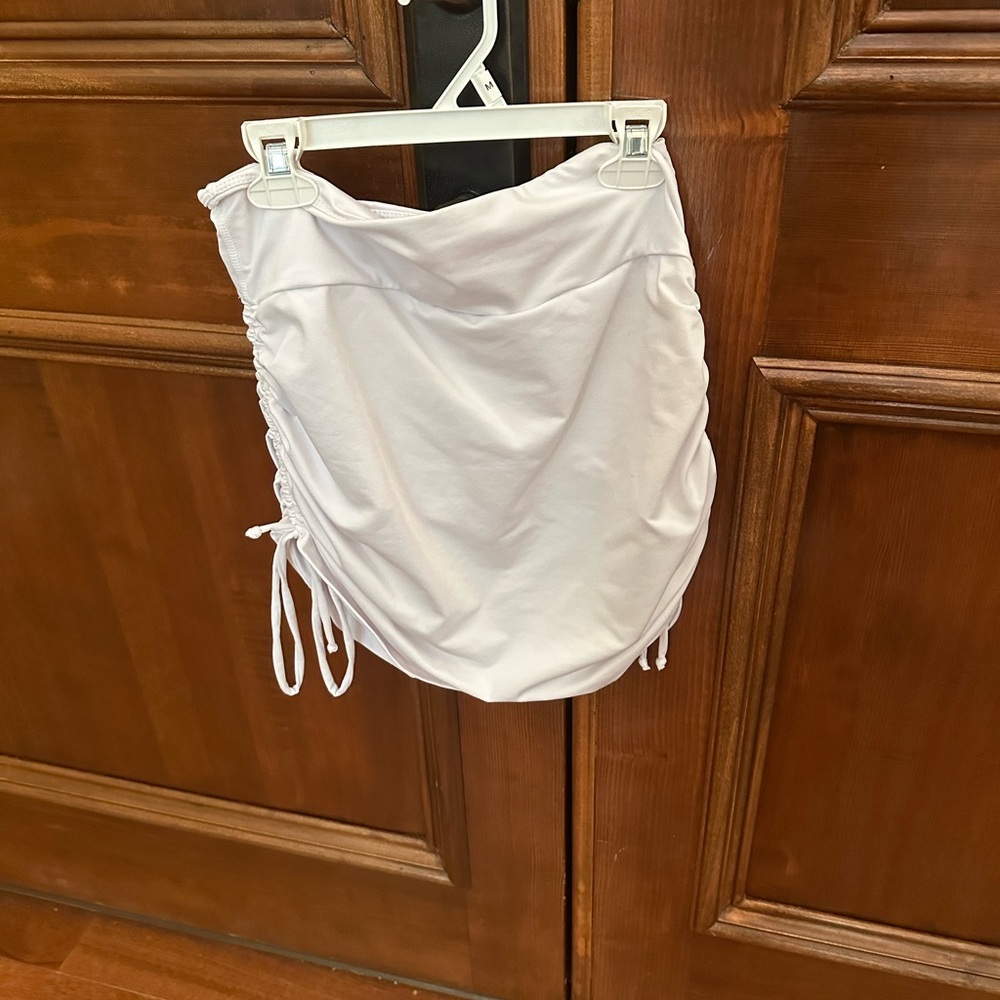 White Ruched Mini Skirt